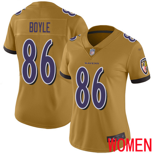 Baltimore Ravens Limited Gold Women Nick Boyle Jersey NFL Football 86 Inverted Legend